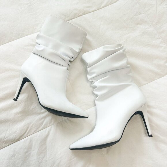 Jeffrey Campbell Guillaume Percival White Slouch Boots Size 10 Patent Point Toe - Picture 3 of 9